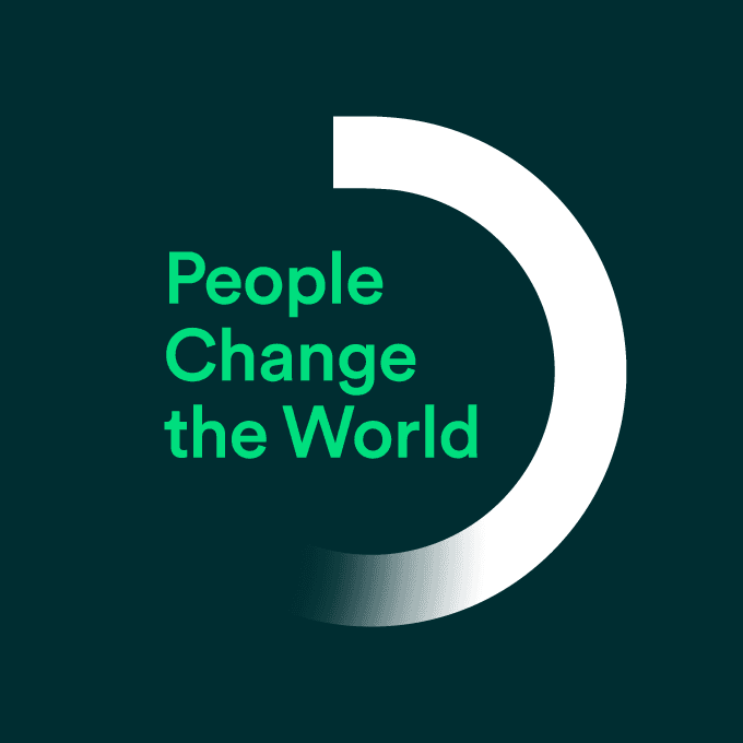 Diakonias logga i grönt med texten "People Change the World".